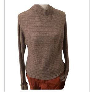 LUSE size S heathered brown mock turtleneck cuffed long sleeve sweater EUC